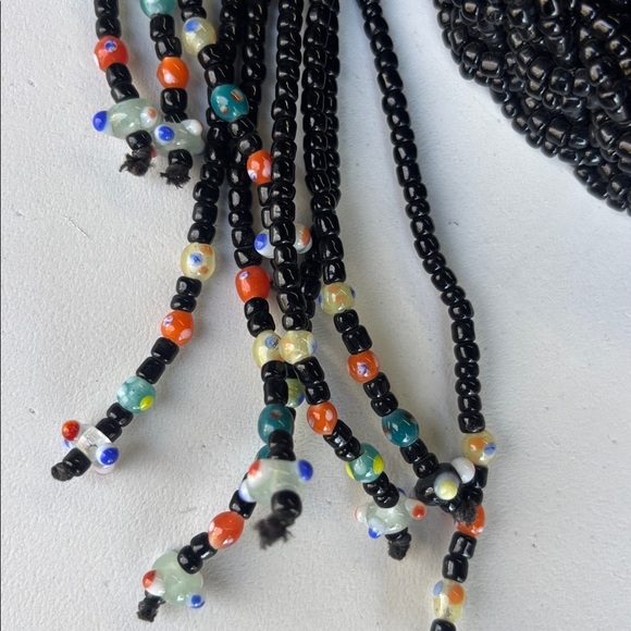 Black Braided Beaded Black Rope Belt main image 5
